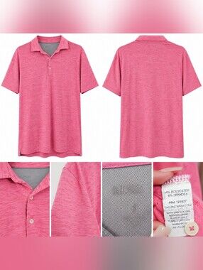 Johnnie-O Men's Pink Heather Performance Golf Polo Shirt Short Sleeve Size L.